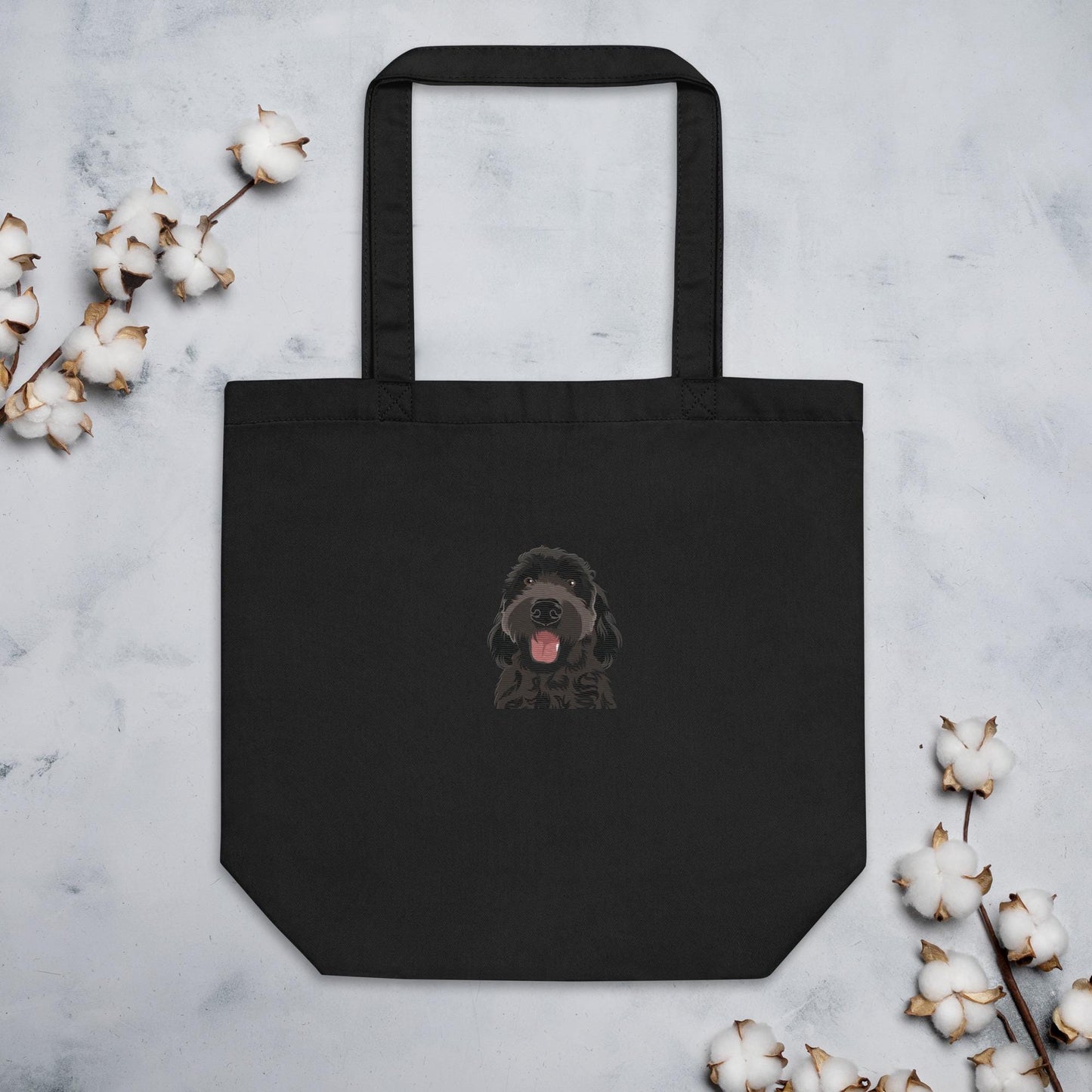 Black Golden Doodle Tote Bag | Embroidered | Organic Cotton