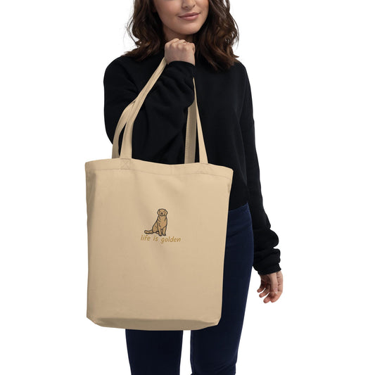 Life Is Golden Retriever Tote Bag | Organic Cotton