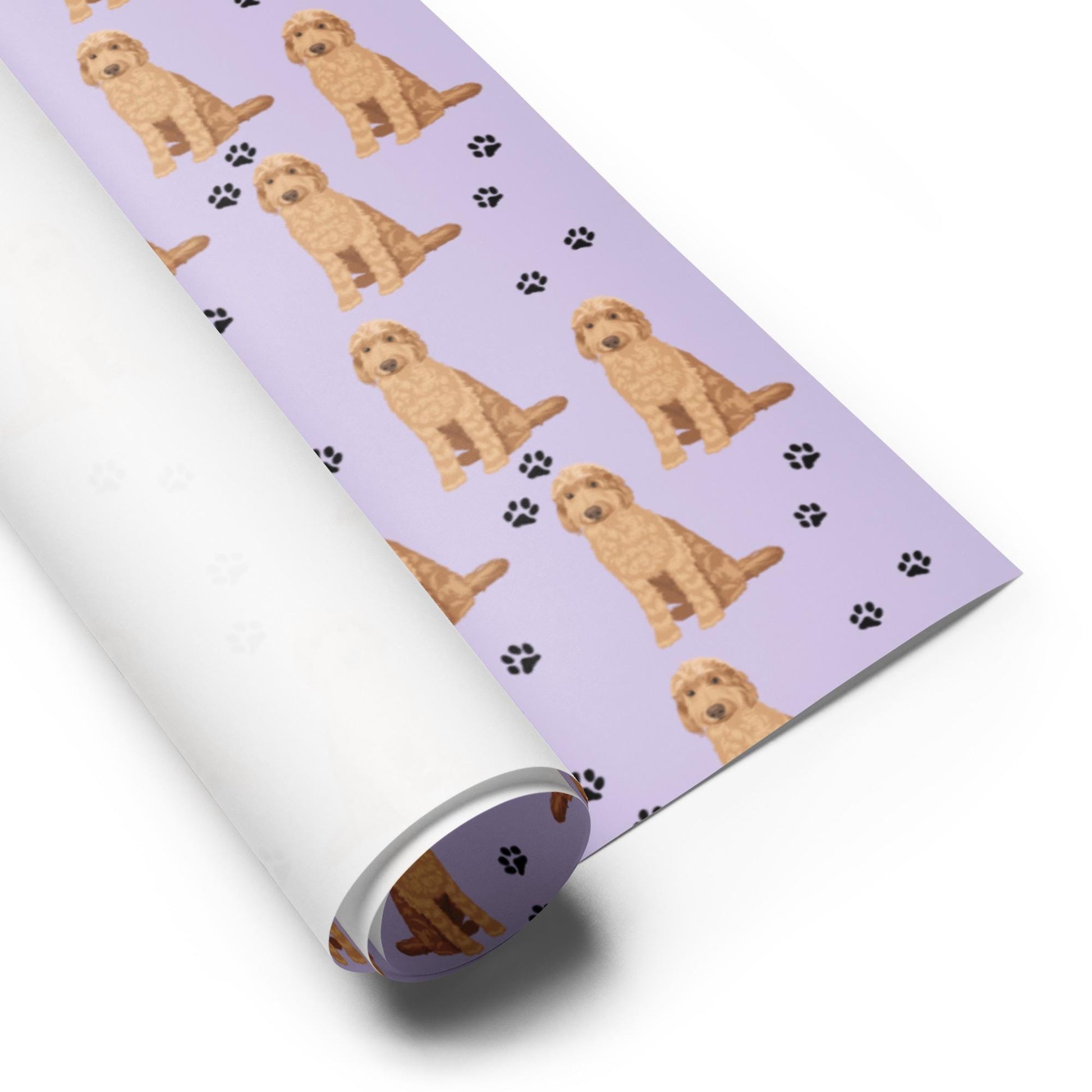 Goldendoodle Wrapping Paper Sheets 3x, Dog Paw Print,