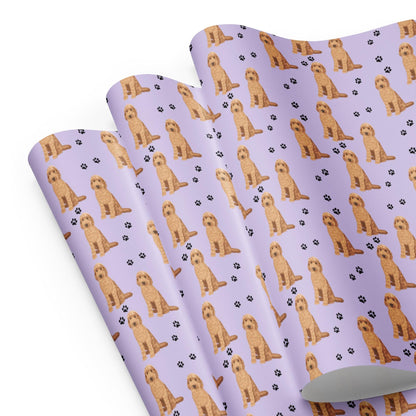 Goldendoodle Wrapping Paper Sheets 3x, Dog Paw Print,