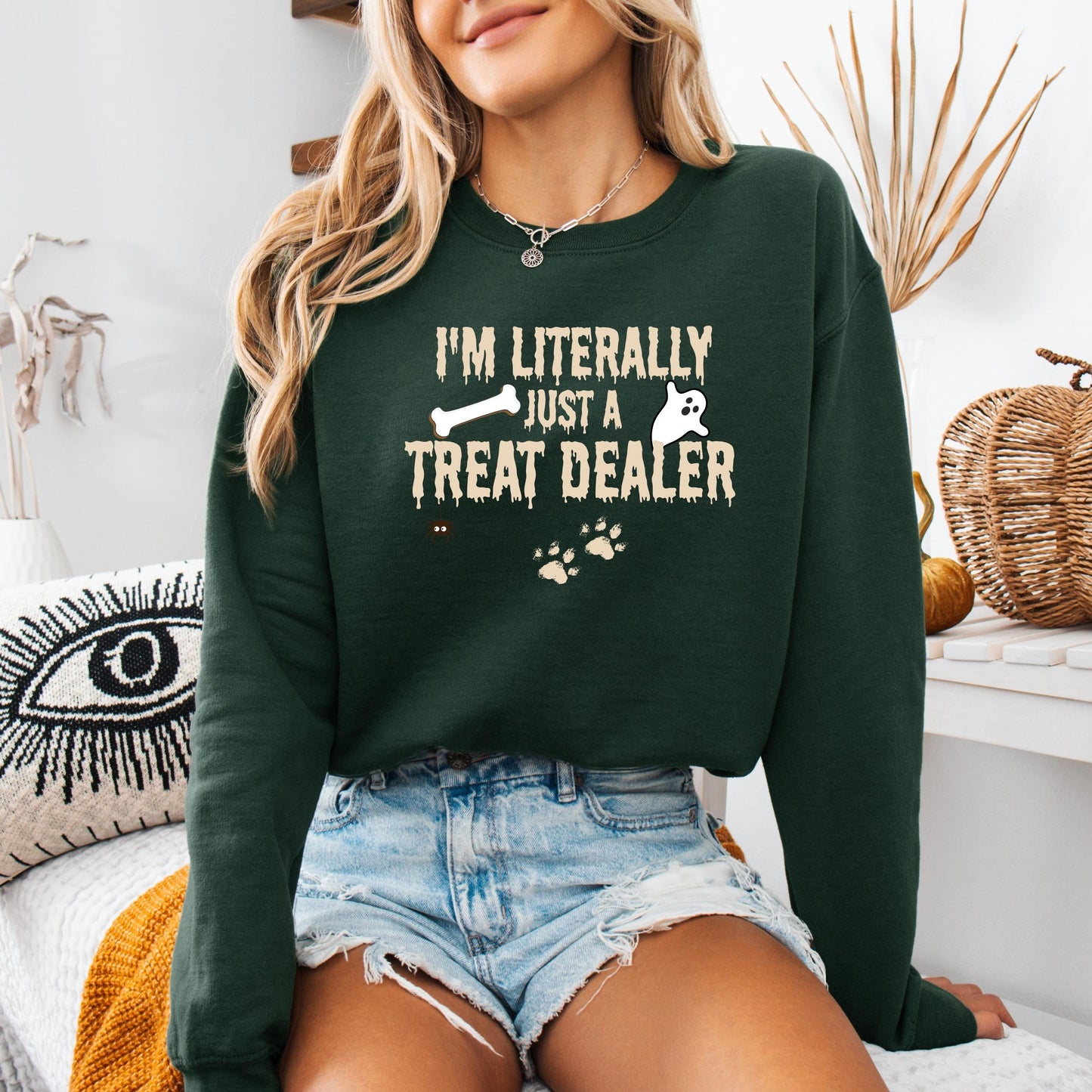 I'm Literally Just A Treat Dealer Shirt | Halloween Dog Mom Sweatshirt | Small - 3XL