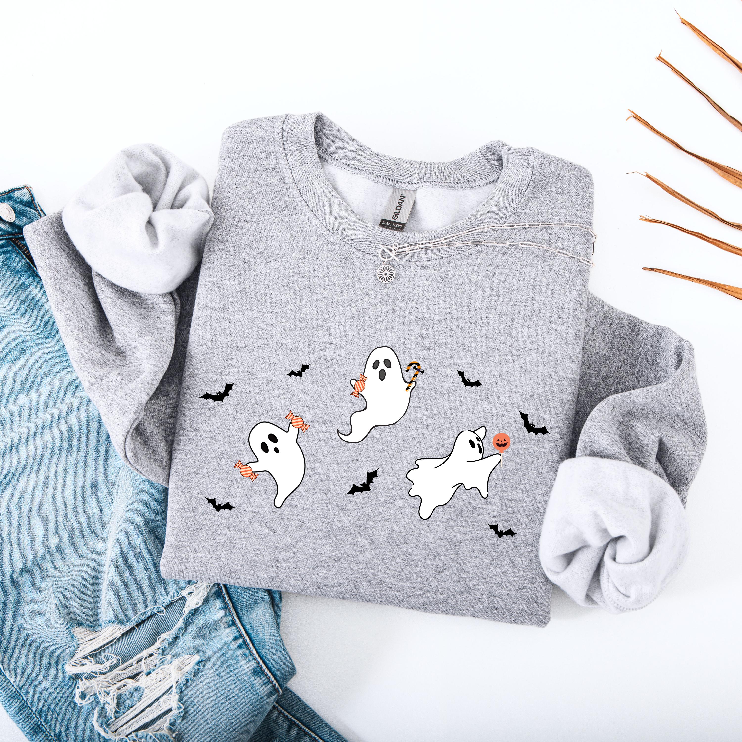 Candy Ghost Sweatshirt | Spooky Halloween Gift | S - 3XL - Unique Gifts For Dog Lovers | Love Dogs Gifts