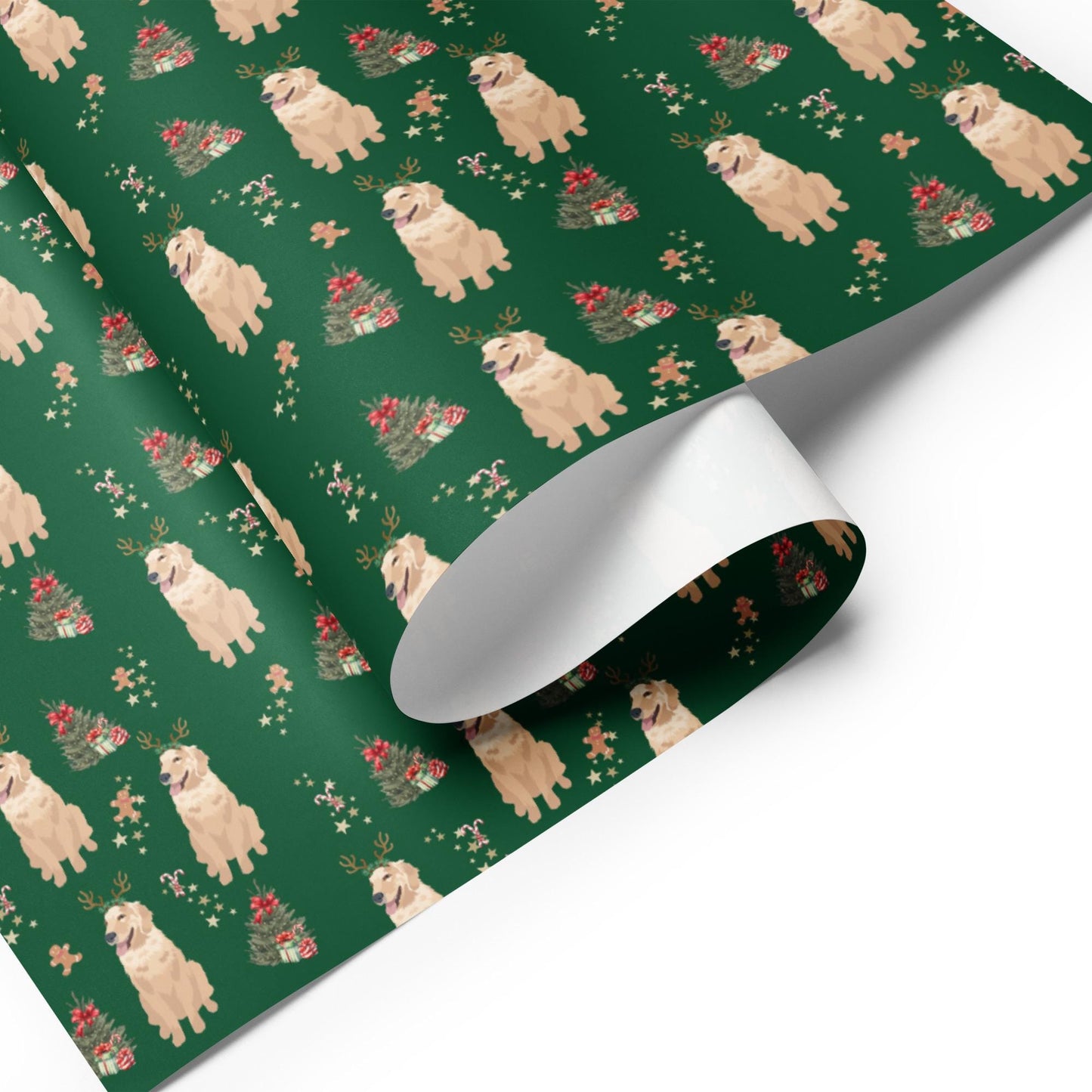 Christmas Golden Retriever Wrapping Paper, 3 sheets burgundy navy, golden dog xmas gift, dog mama gift, dogs first Christmas, life is golden