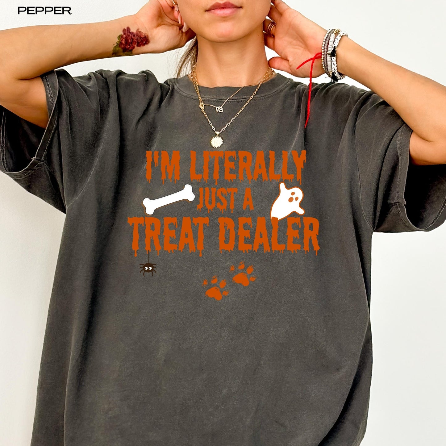 I'm Literally Just A Treat Dealer Shirt | Halloween Dog Mom Sweatshirt | Small - 3XL