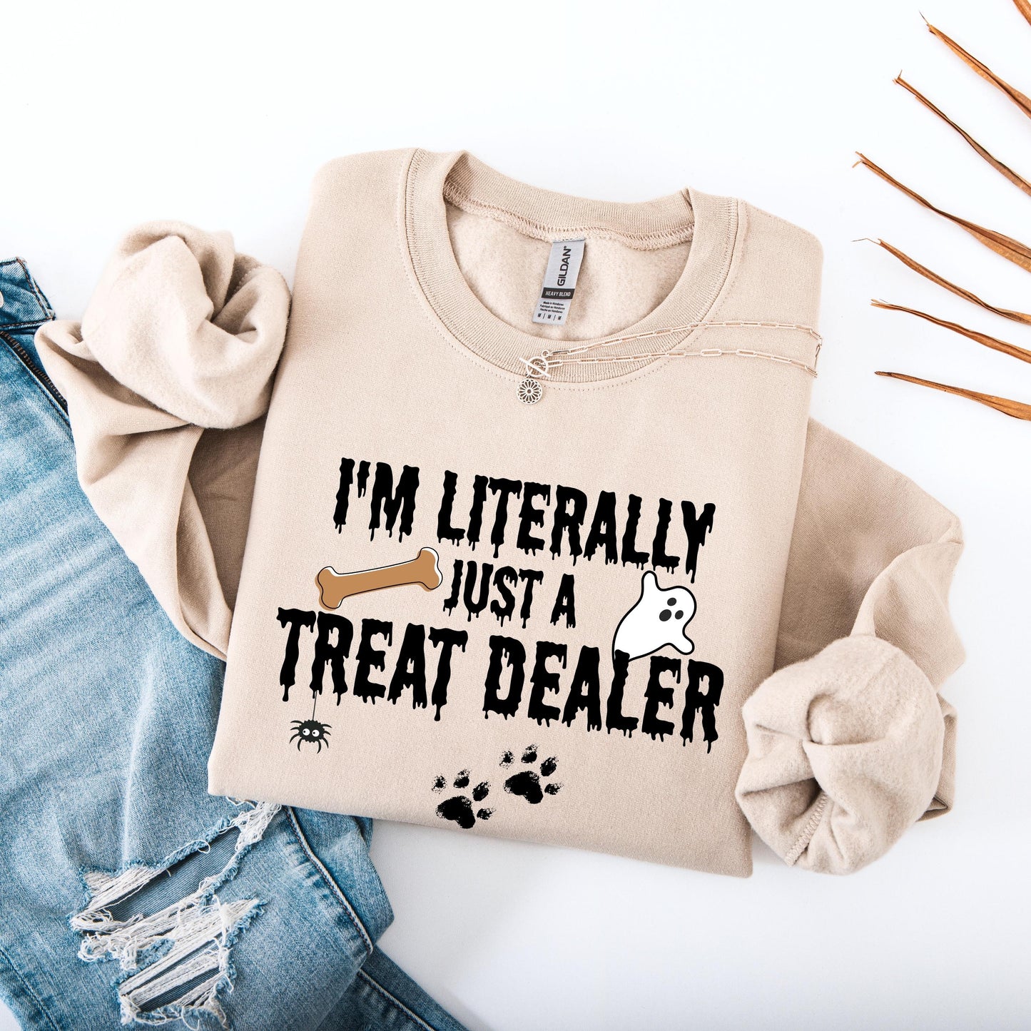 I'm Literally Just A Treat Dealer Shirt | Halloween Dog Mom Sweatshirt | Small - 3XL