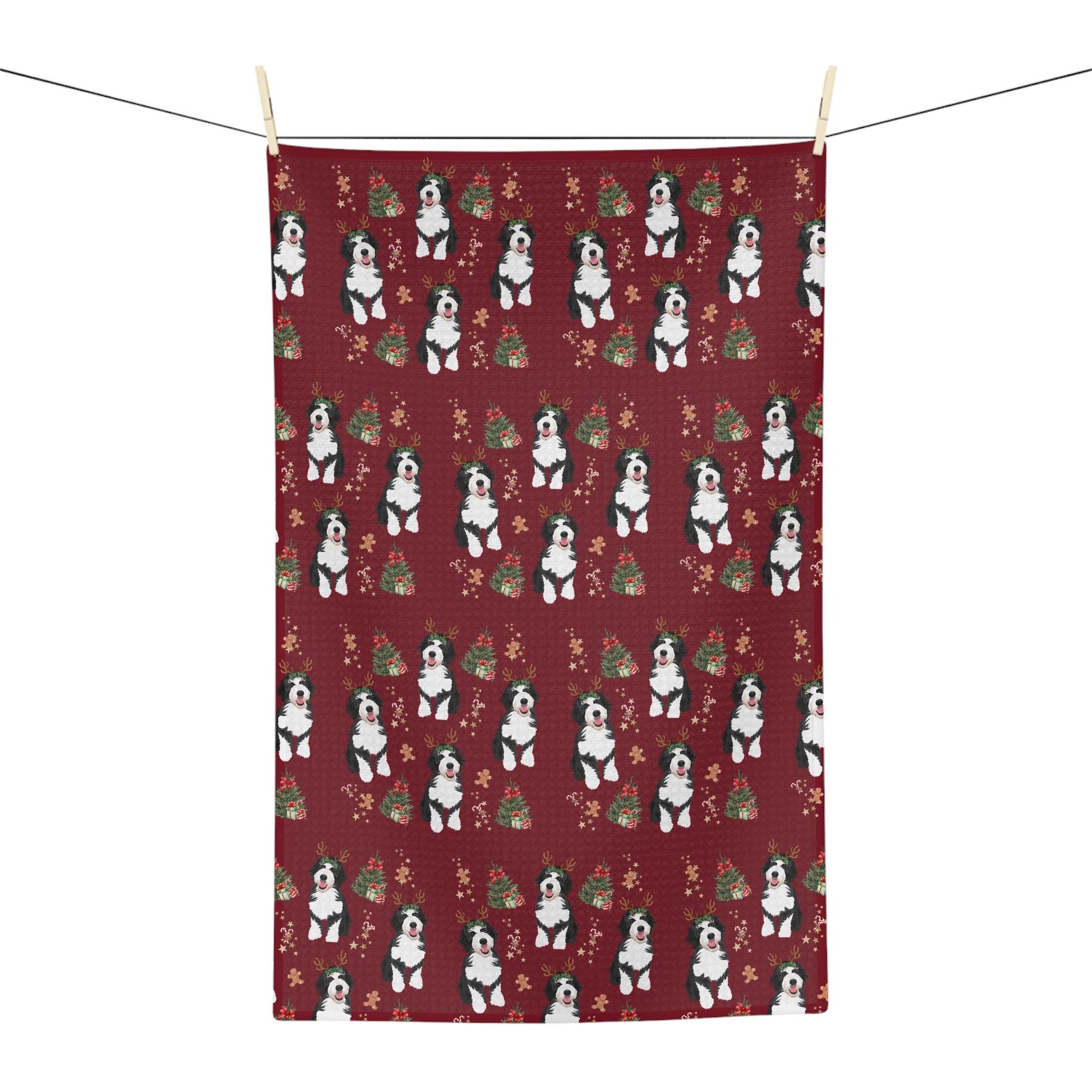 Christmas Bernedoodle Kitchen Towel | Dog Tea Towel | 8 Color Options - Unique Gifts For Dog Lovers | Love Dogs Gifts