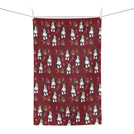 Christmas Bernedoodle Kitchen Towel | Dog Tea Towel | 8 Color Options - Unique Gifts For Dog Lovers | Love Dogs Gifts