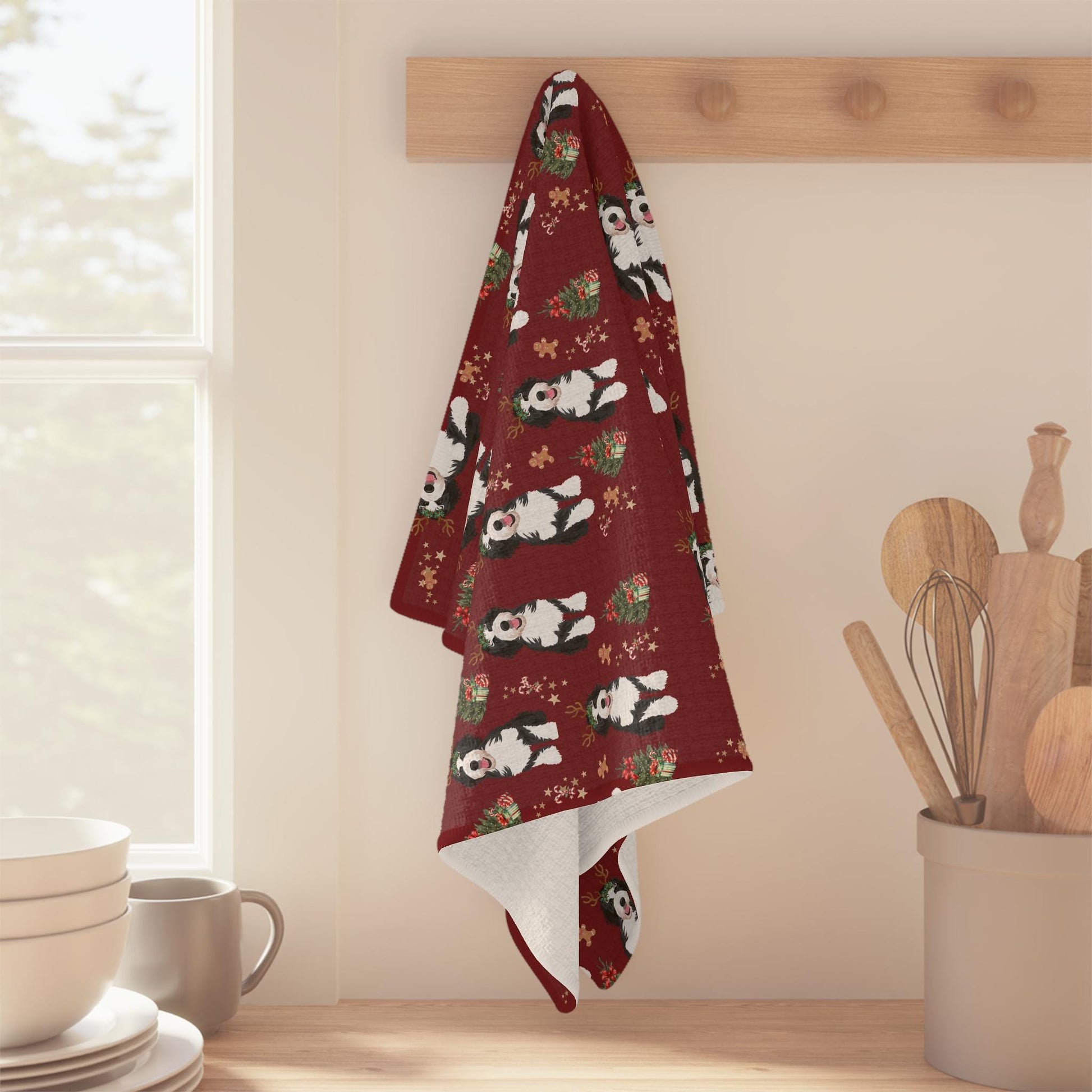 Christmas Bernedoodle Kitchen Towel | Dog Tea Towel | 8 Color Options - Unique Gifts For Dog Lovers | Love Dogs Gifts