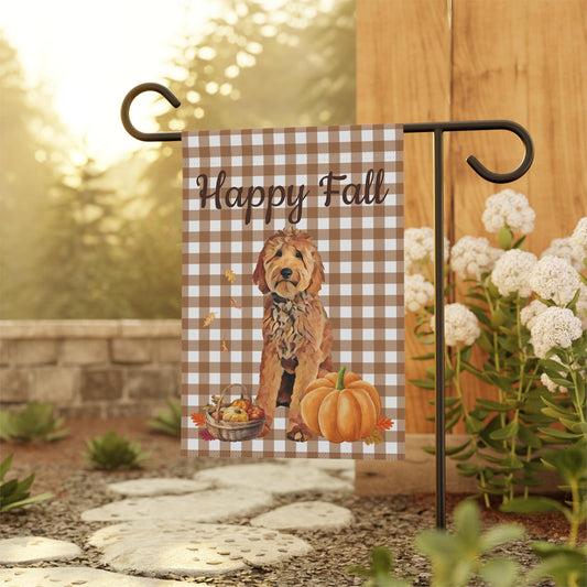 Happy Fall Goldendoodle Garden Flag | Doodle Yard Flag