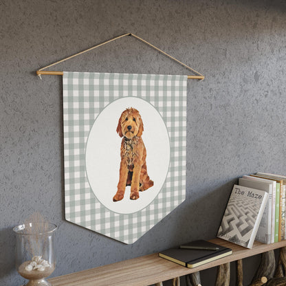 Goldendoodle Nursery Decor | Gingham Pennant Flag Wall Art