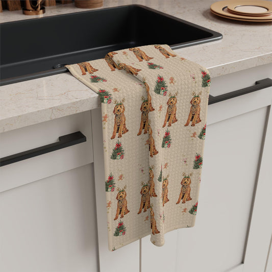 Christmas Goldendoodle Kitchen Towel | 8 Color Options - Unique Gifts For Dog Lovers | Love Dogs Gifts