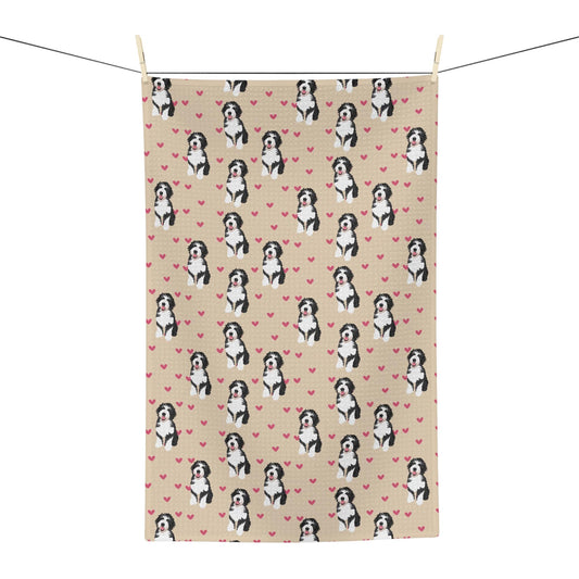 Hearts Bernedoodle Kitchen Towel