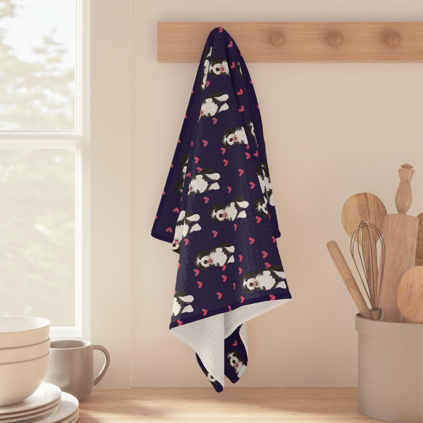 Hearts Bernedoodle Kitchen Towel | Dog Tea Towel | 8 Colors