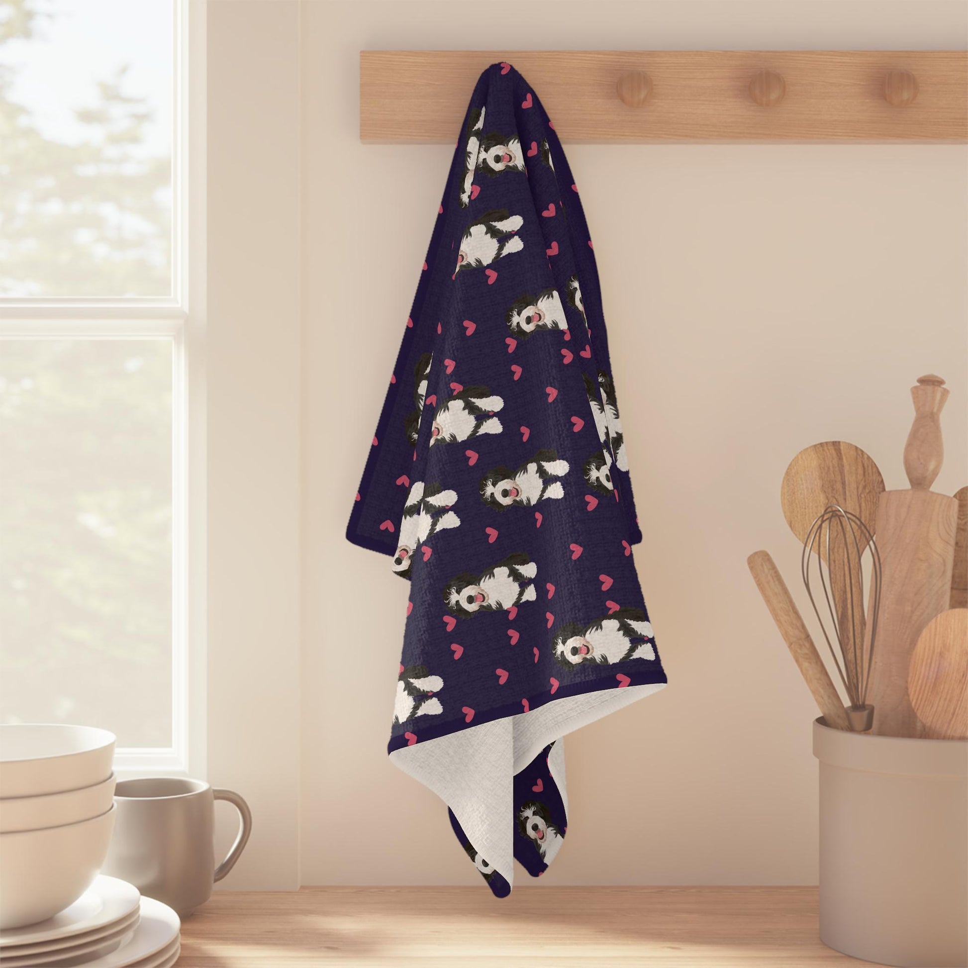 Hearts Bernedoodle Kitchen Towel | Dog Tea Towel | 8 Colors