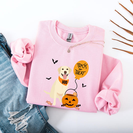 Trick or Treat Labrador Halloween Sweatshirt: Lab Mom Gift