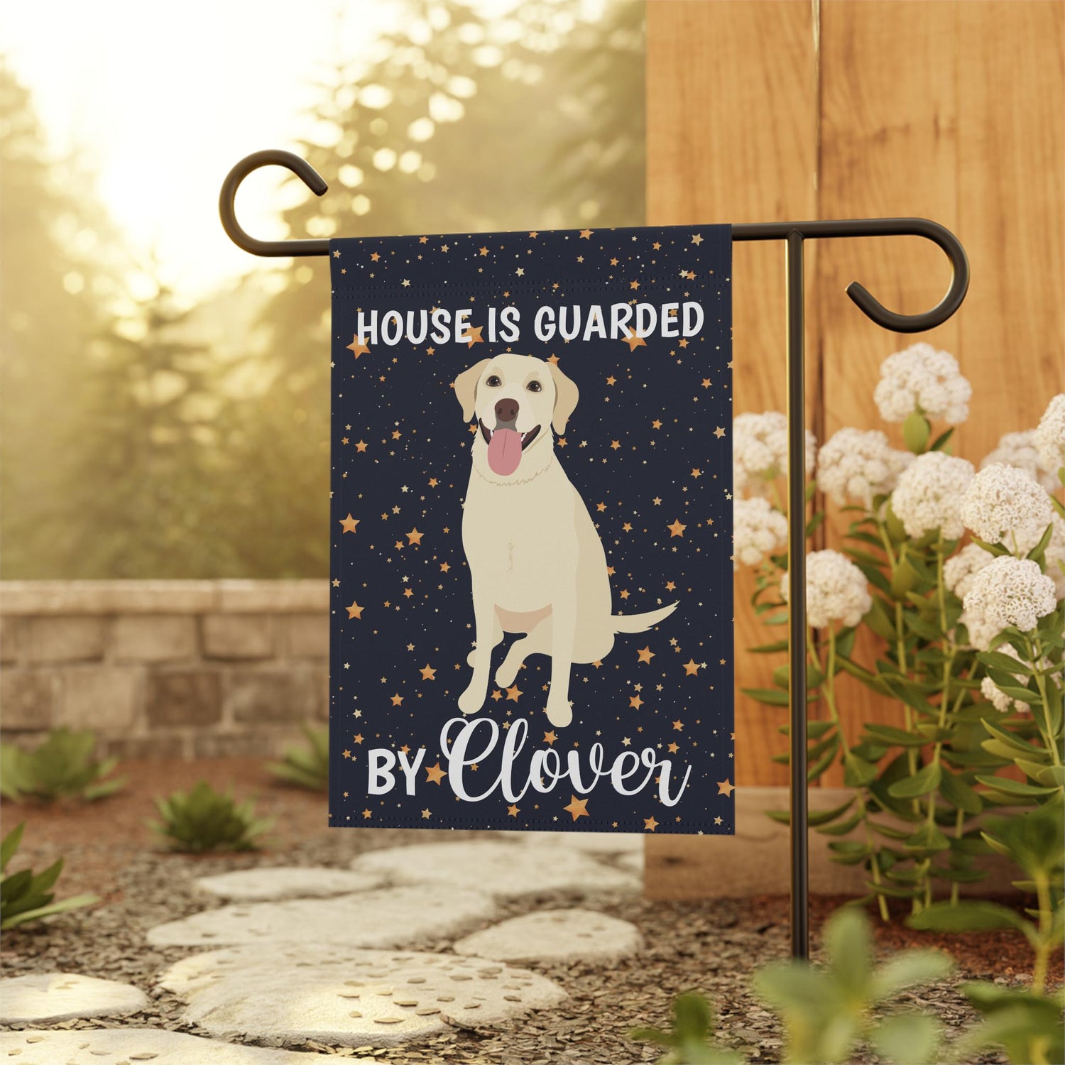 Personalized Labrador Retriever Garden Flag | House Is Guarded By Dog Yard Flag