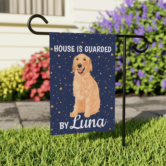 Personalized Golden Retriever Garden Flag | House Is Guarded By Dog Yard Flag