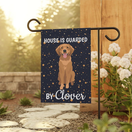 Personalized Golden Retriever Garden Flag with black starry sky background