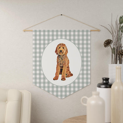 Goldendoodle Nursery Decor | Gingham Pennant Flag Wall Art