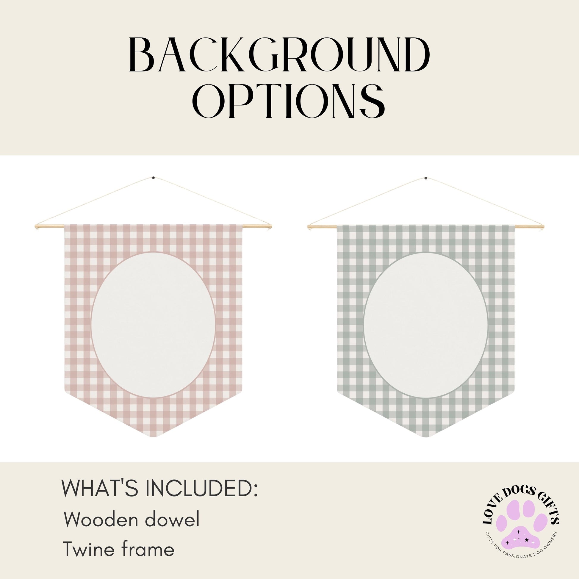 Goldendoodle Nursery Decor | Gingham Pennant Flag Wall Art