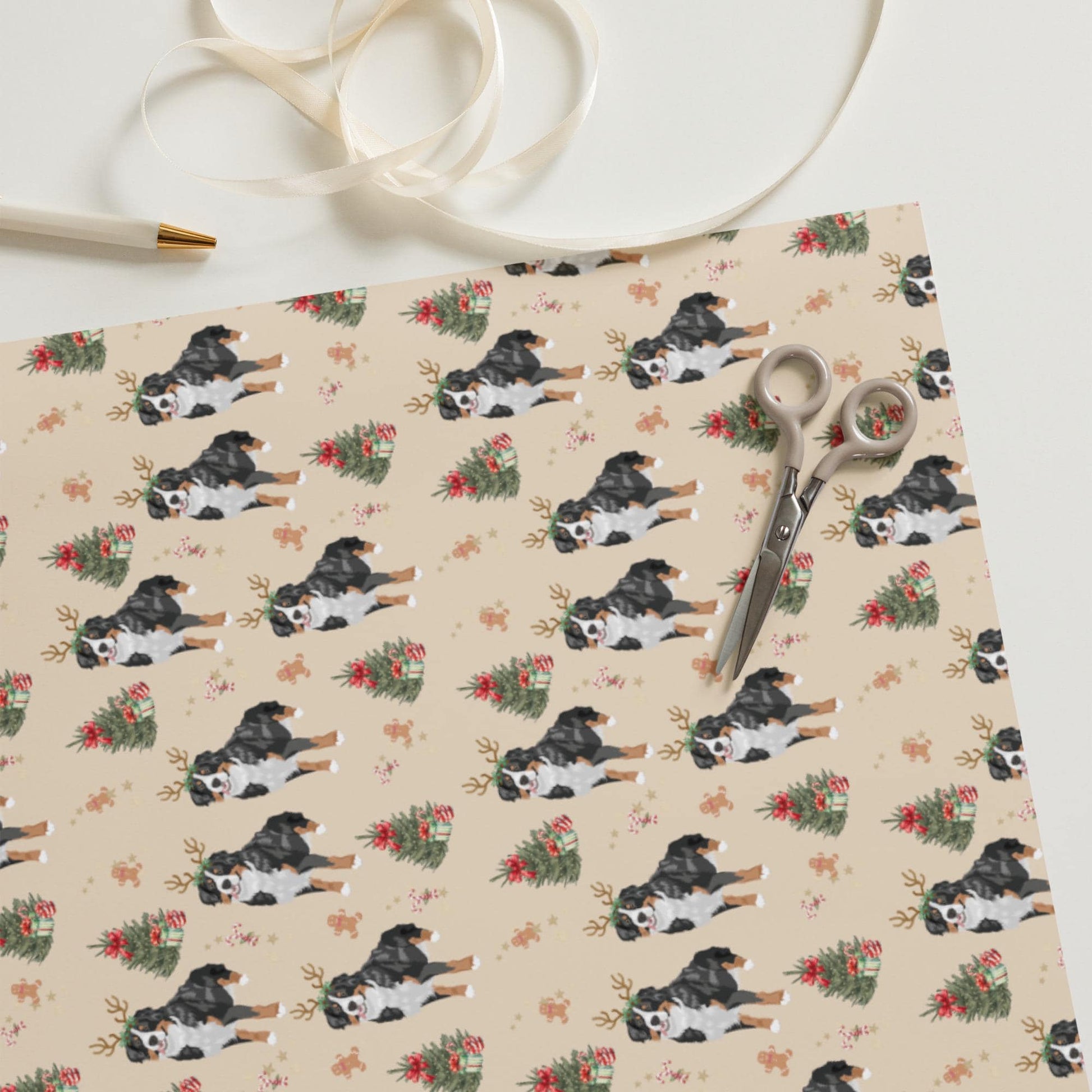 Christmas Bernese Mountain Dog Wrapping Paper Sheets