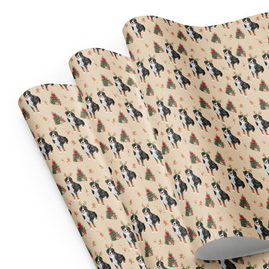 Christmas Bernese Mountain Dog Wrapping Paper Sheets