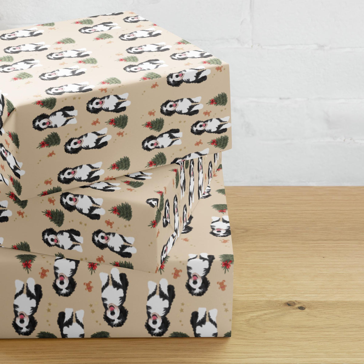Bernedoodle Christmas Wrapping Paper Sheets | Set of 3 bernedoodle Xmas gift wraps