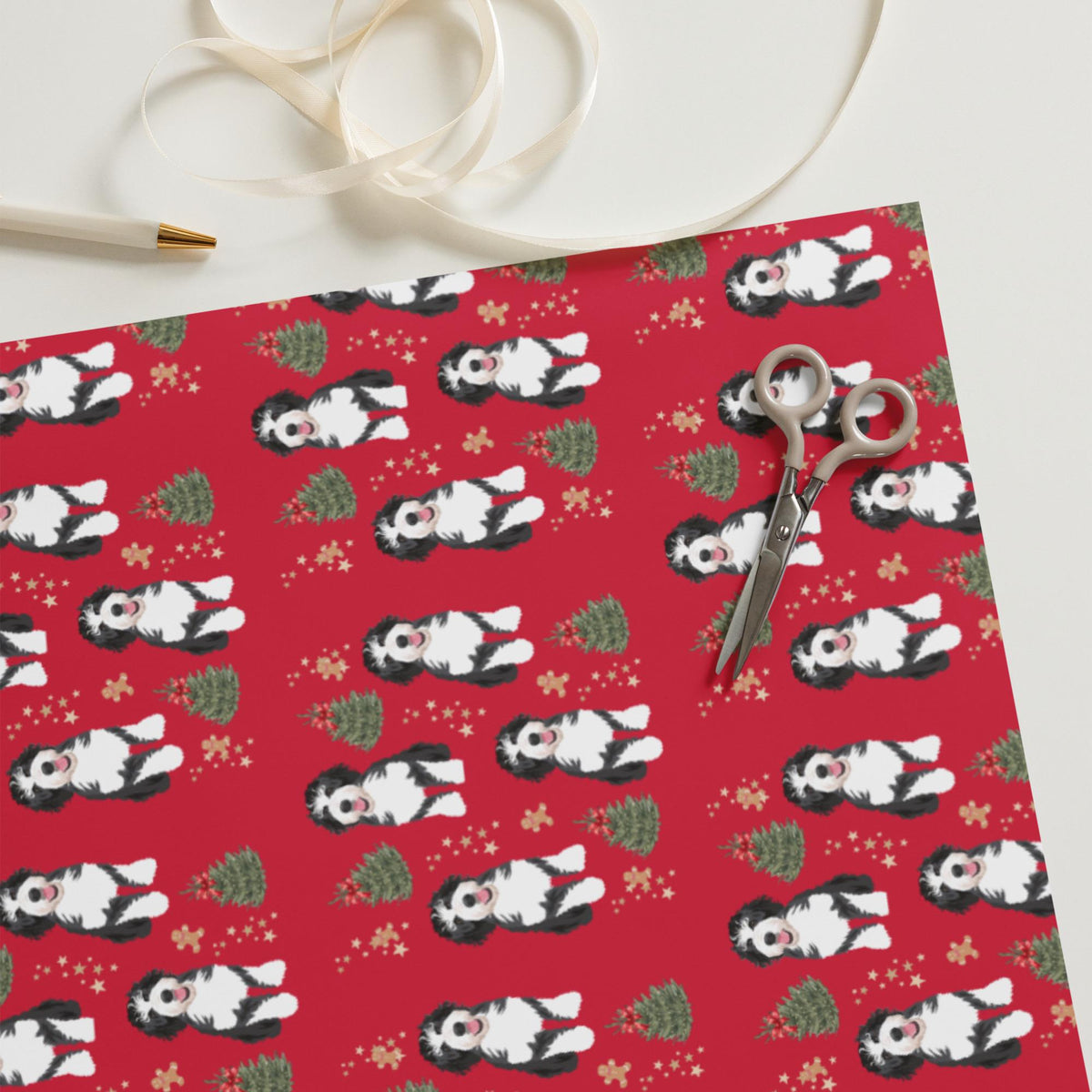 Bernedoodle Christmas Wrapping Paper Sheets | Set of 3 bernedoodle Xmas gift wraps