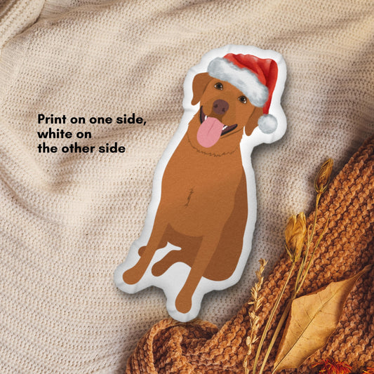 Christmas Hat Labrador Pillow: Kids Nursery Decor featuring a cute Labrador wearing a Santa hat.
