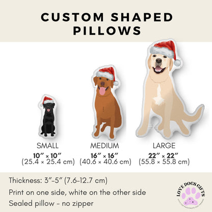 Christmas Hat Labrador Pillow: Kids Nursery Decor in small, medium, and large sizes with vibrant prints.