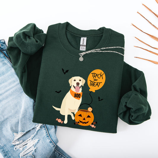 Trick or Treat Labrador Halloween Sweatshirt with Boo