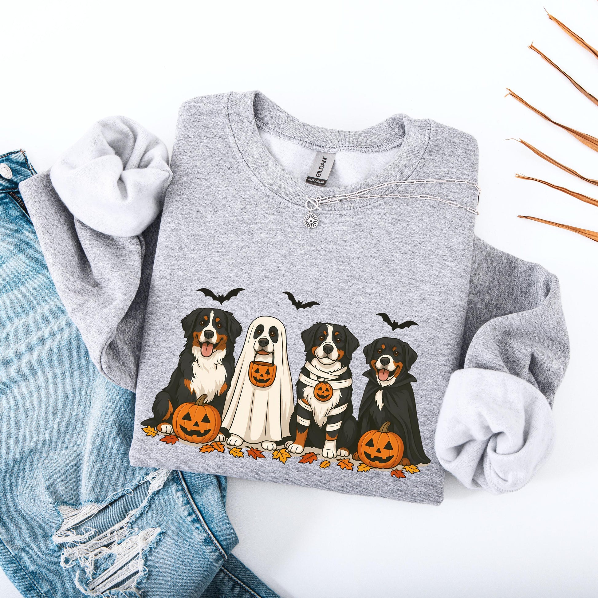 Halloween Bernese Mountain Dog Sweatshirt: Fall Dog Mom Gift