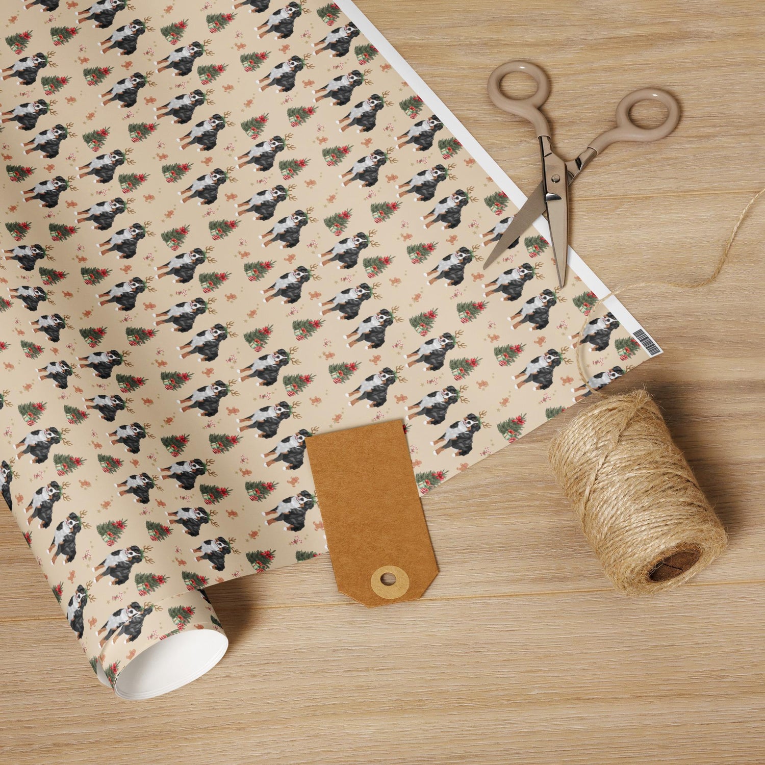 Christmas Bernese Dog Wrapping Paper Roll | 3 Sizes