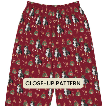 Christmas Bernese Mountain Dog Pajama Pants: Unisex Wide Leg
