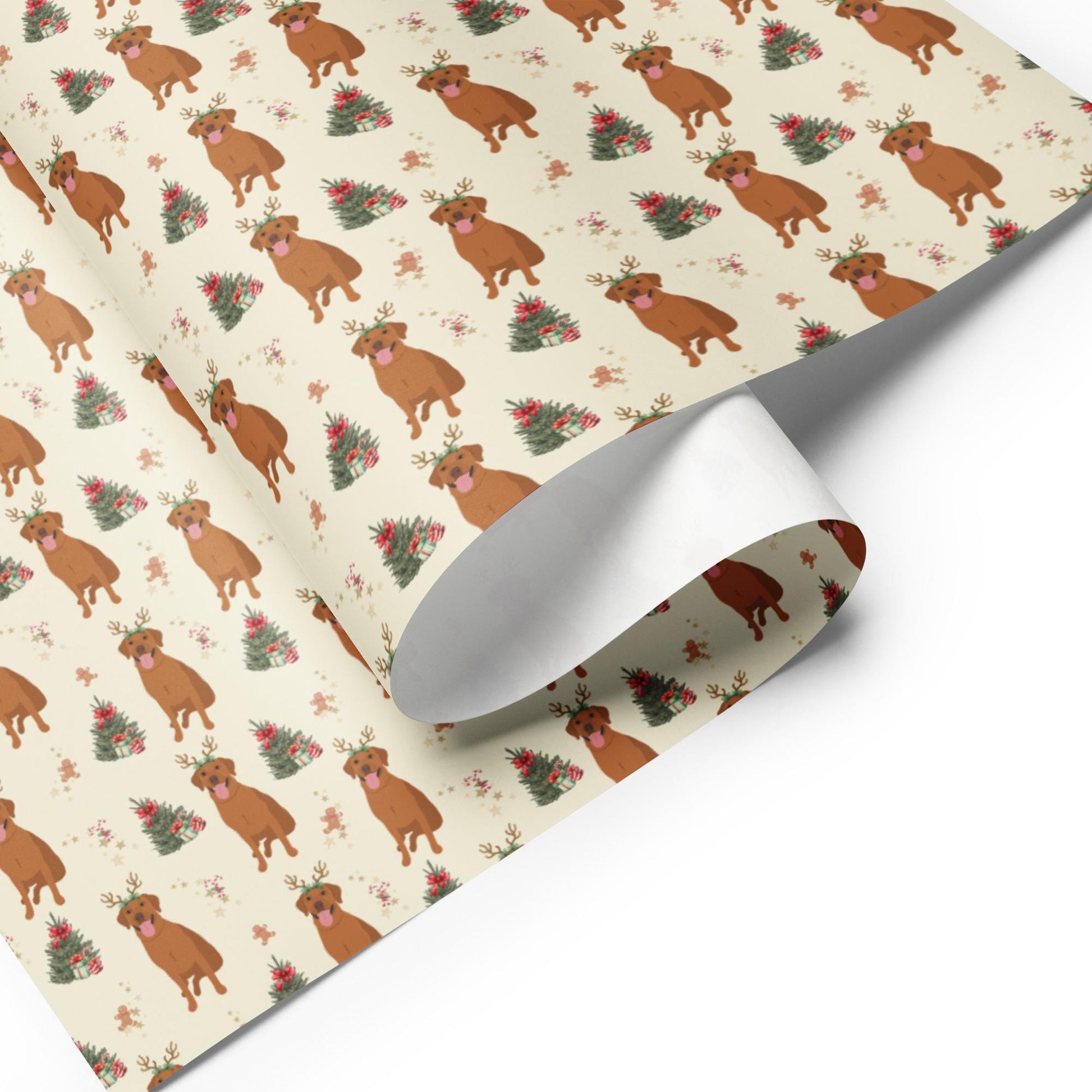 Christmas Red Fox Labrador Wrapping Paper Sheets: 3