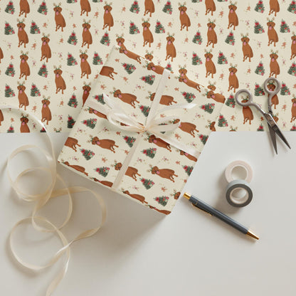 Christmas Red Fox Labrador Wrapping Paper Sheets: 3