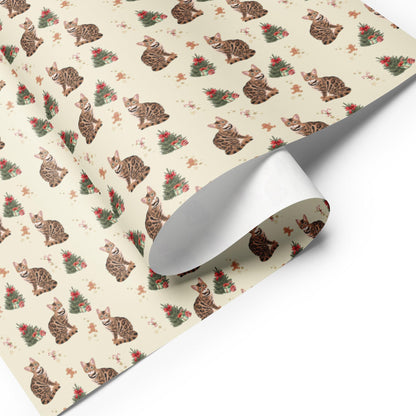 Christmas Bengal Cat Wrapping Paper