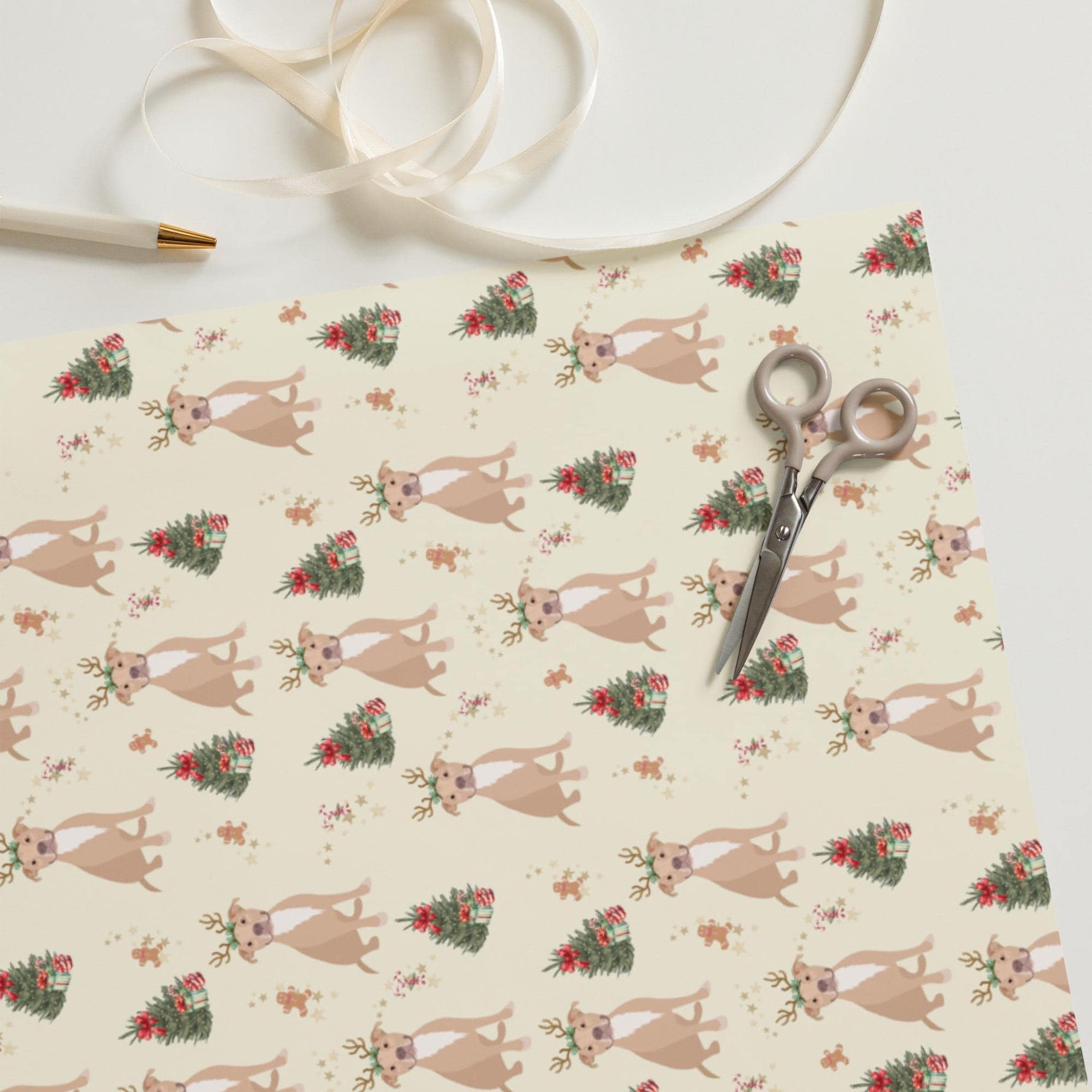 Christmas Smiling Pitbull Wrapping Paper