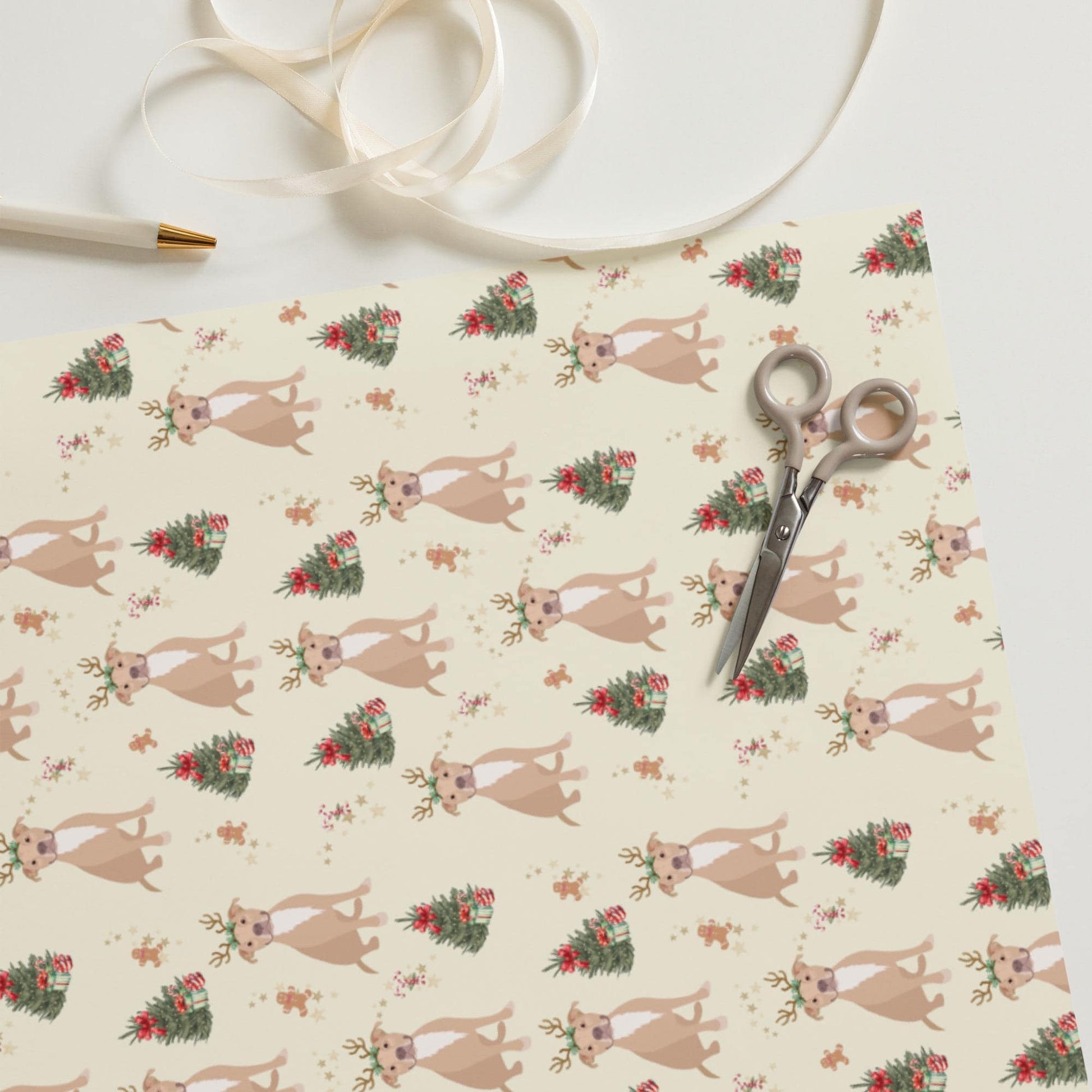 Christmas Smiling Pitbull Wrapping Paper