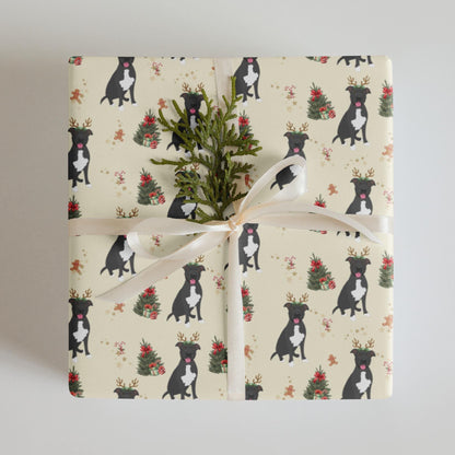 Christmas Gray Pitbull Wrapping Paper