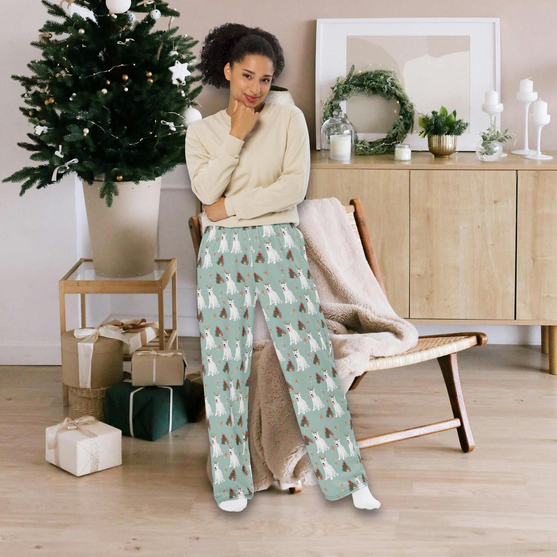 Christmas White German Shepherd Pajama Pants