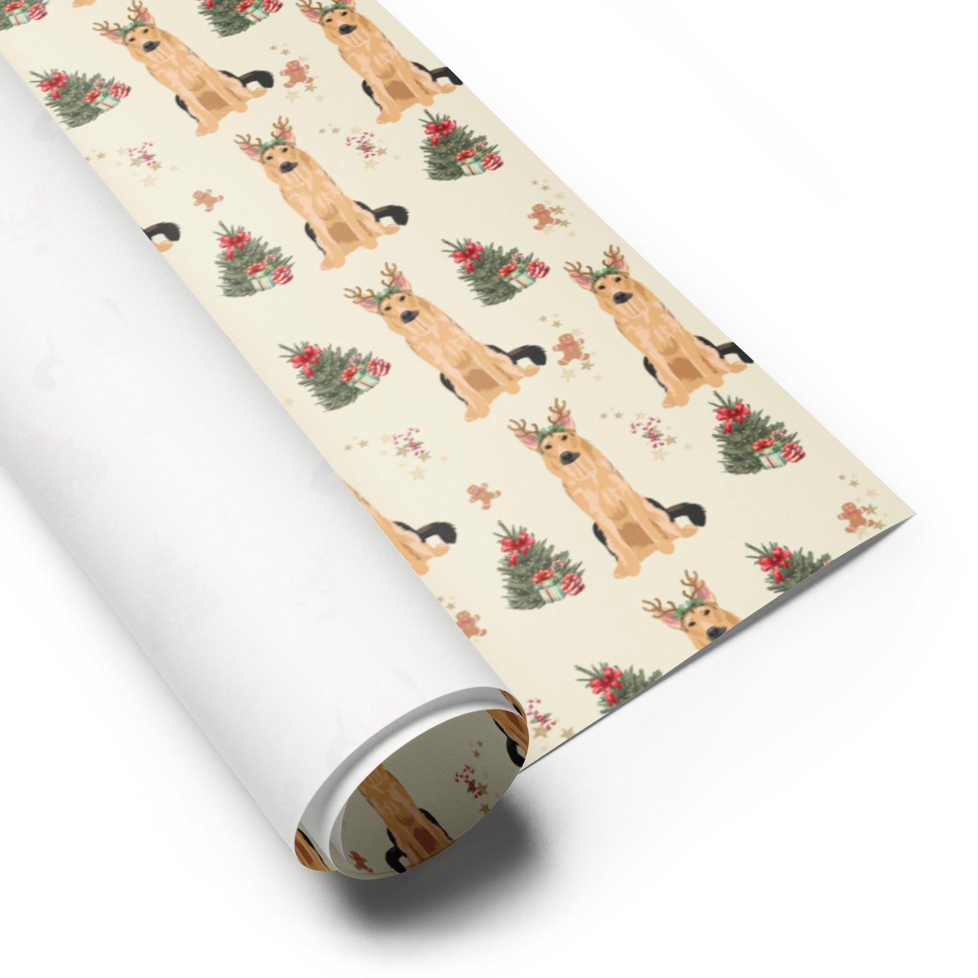 Christmas German Shepherd Wrapping Paper Sheets