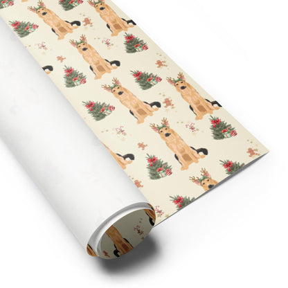 Christmas German Shepherd Wrapping Paper Sheets