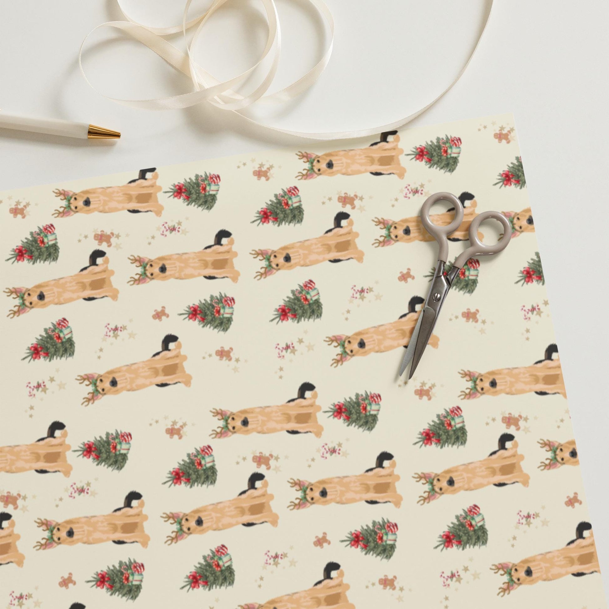 Christmas German Shepherd Wrapping Paper Sheets