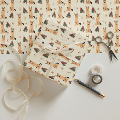 Christmas German Shepherd Wrapping Paper Sheets