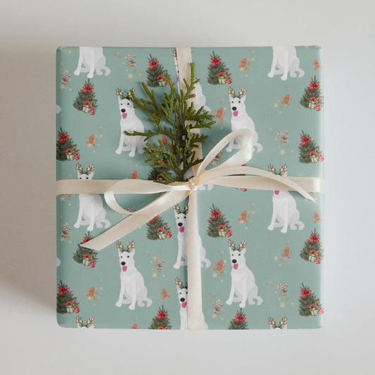 Christmas White German Shepherd Wrapping Paper