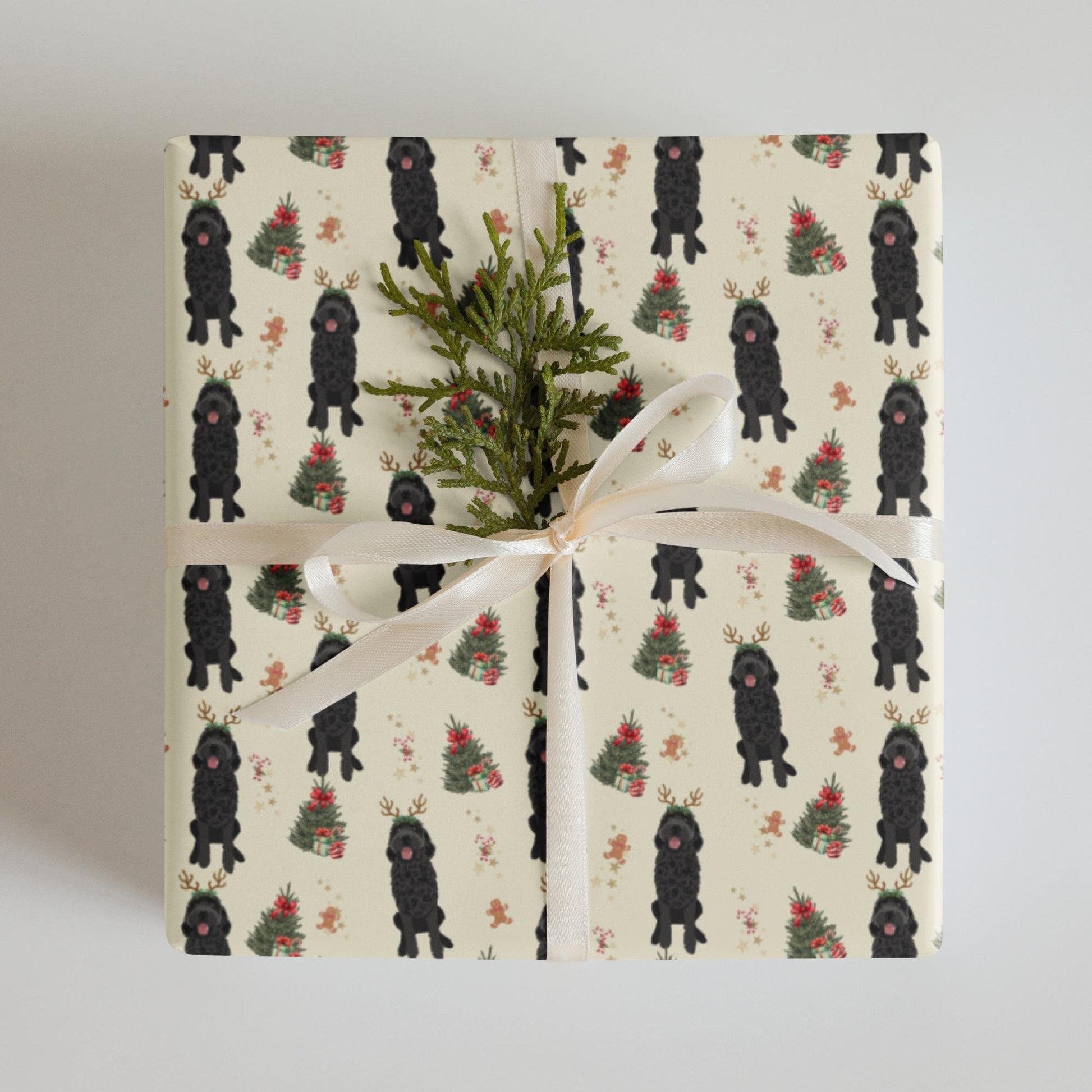 Christmas Black Goldendoodle Wrapping Paper