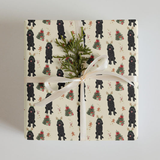Christmas Black Goldendoodle Wrapping Paper