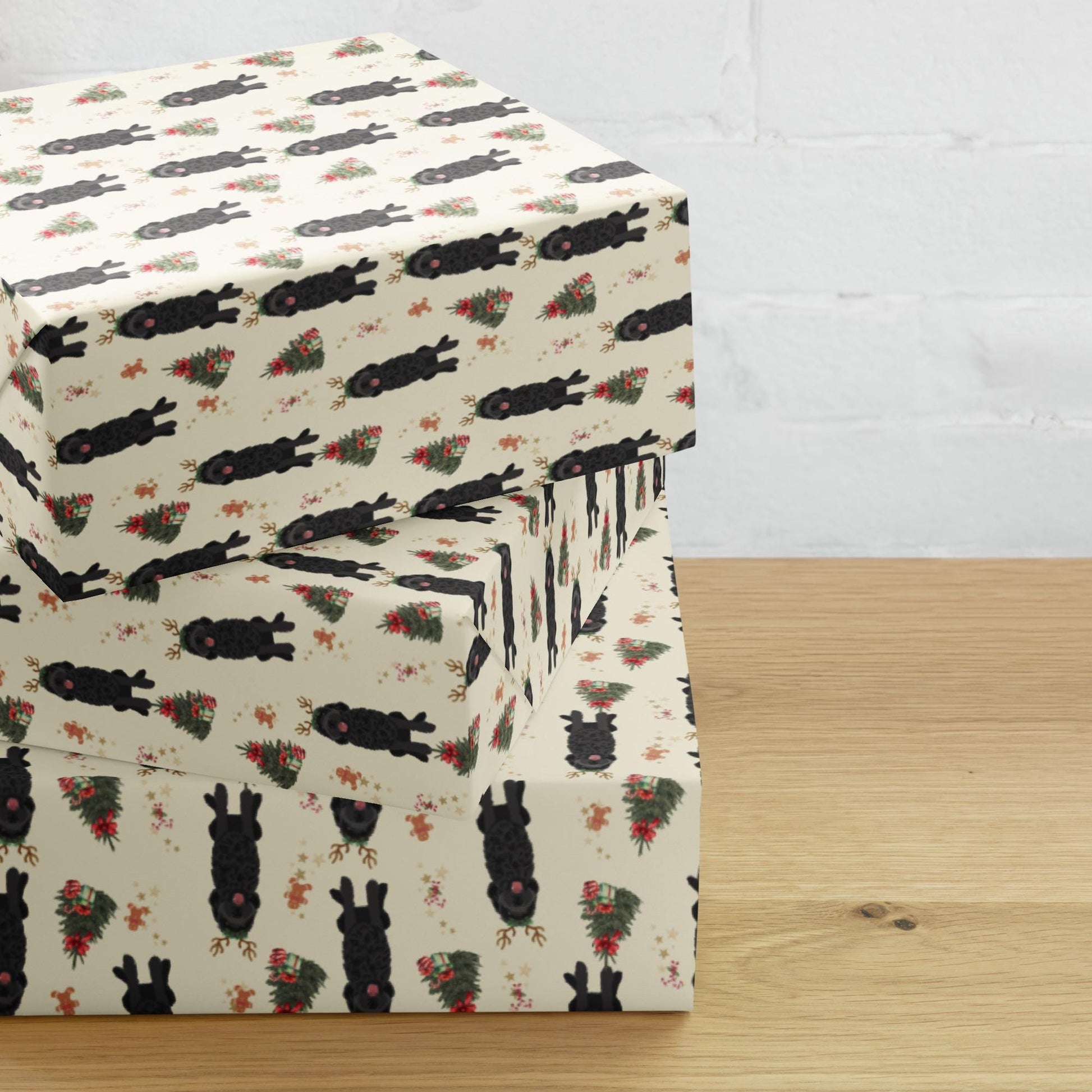 Christmas Black Goldendoodle Wrapping Paper Sheets