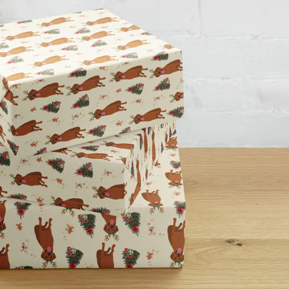 Christmas Red Fox Labrador Wrapping Paper Sheets: 3